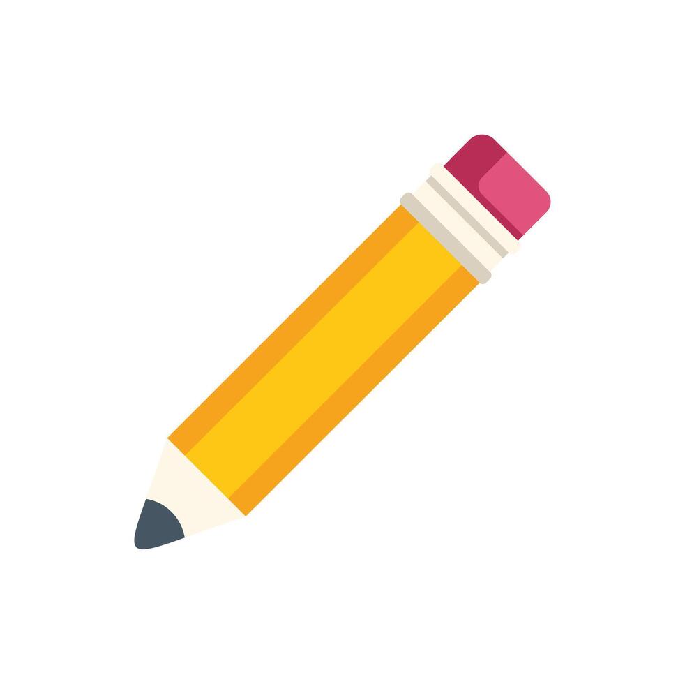 Yellow pencil with eraser drawing tool icon vector