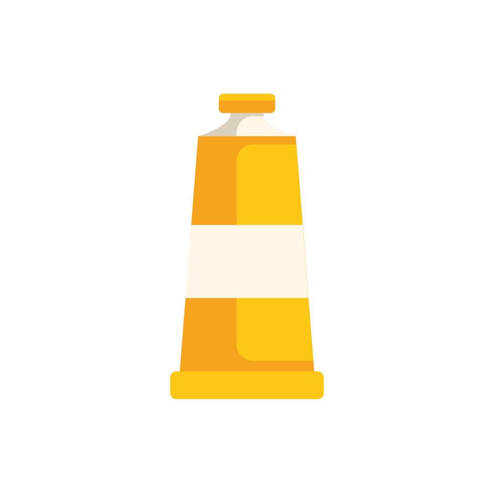 Yellow paint tube standing on white background vector
