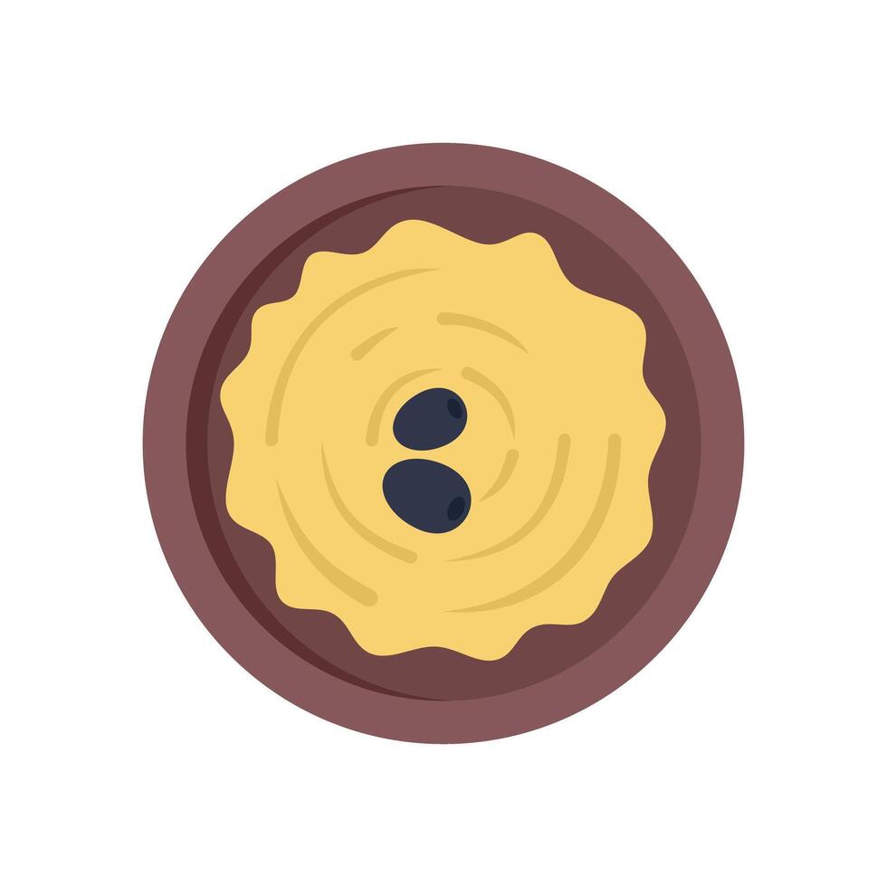 Bowl of hummus with olives on top, traditional middle eastern food vector
