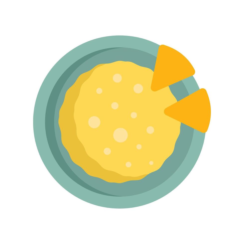 Round plate holding delicious cheese omelette with two slices of cheese on top vector