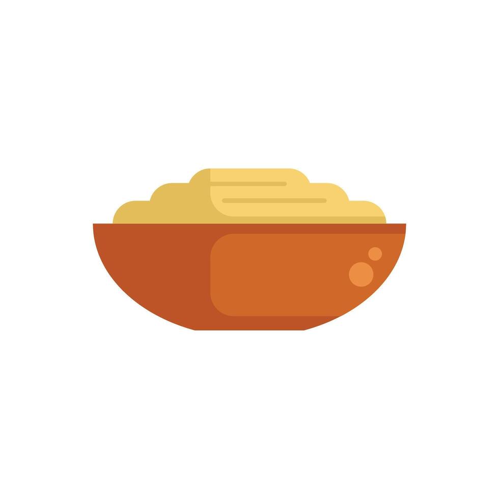 Big brown bowl overflowing with delicious hummus dip vector