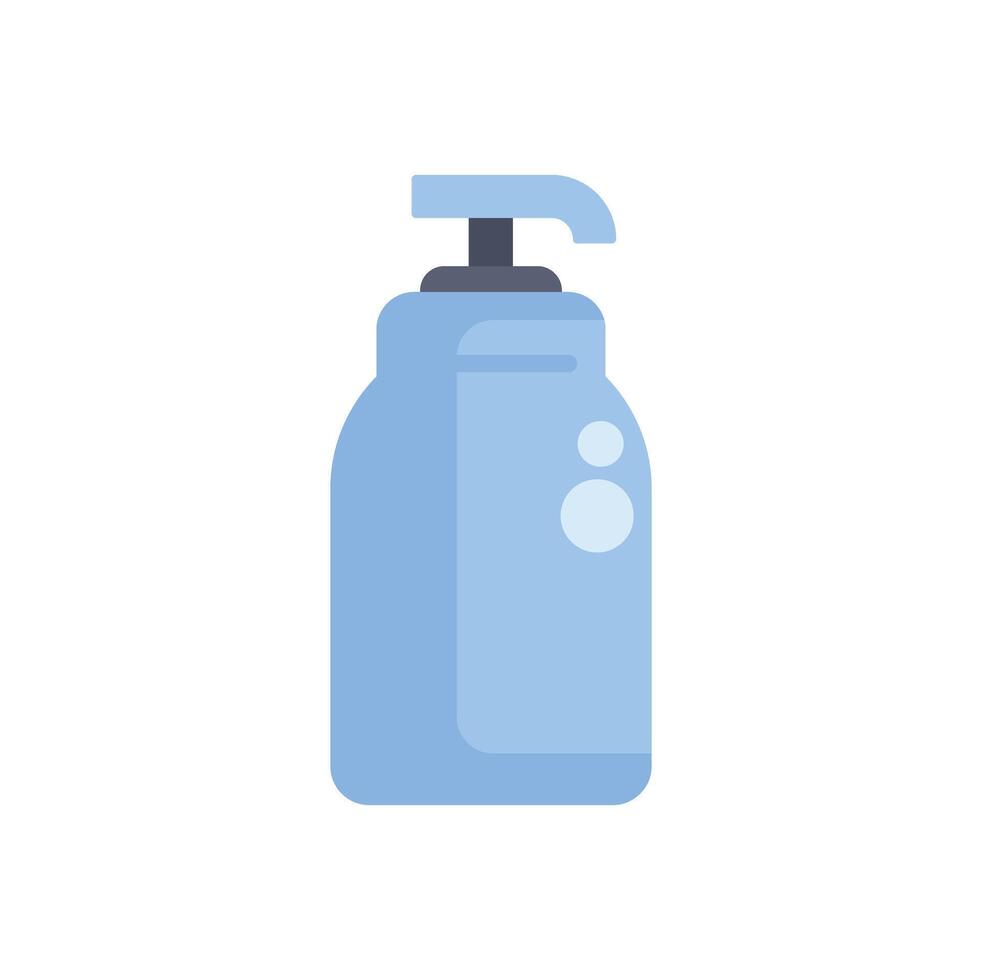 Blue plastic bottle with pump dispenser for liquid soap or shampoo vector