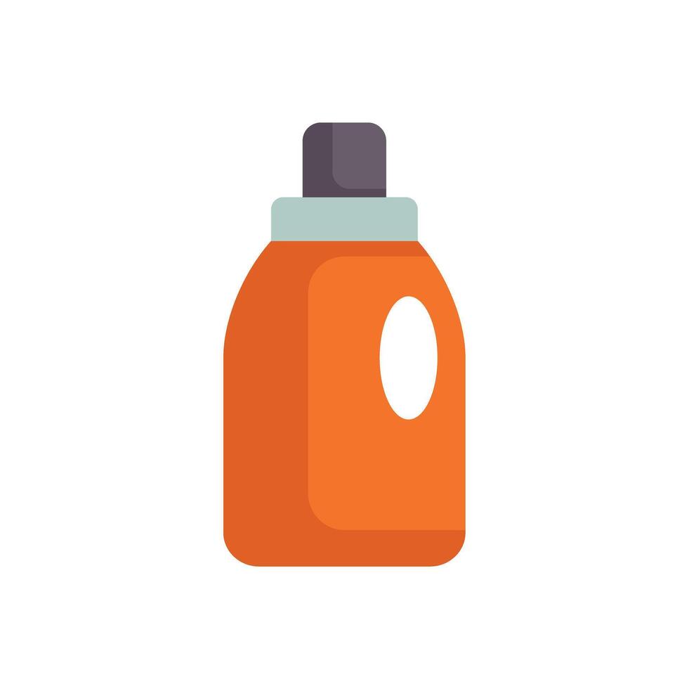 Orange bottle of liquid laundry detergent with blank label and black lid vector