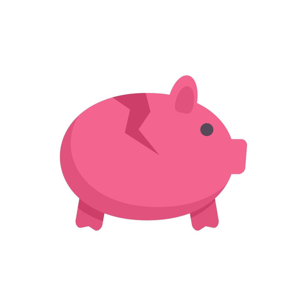 Pink piggy bank being broken showing financial loss vector