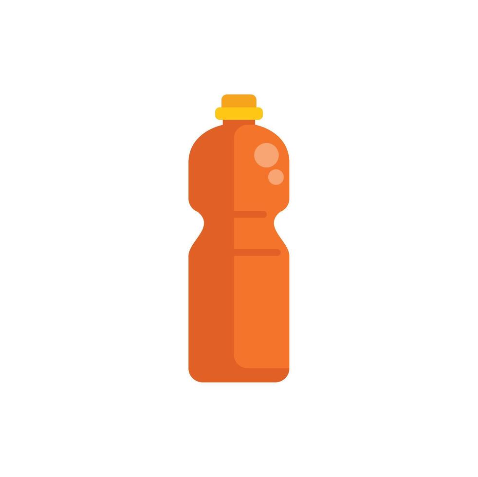 Orange plastic bottle with yellow cap standing on white background vector
