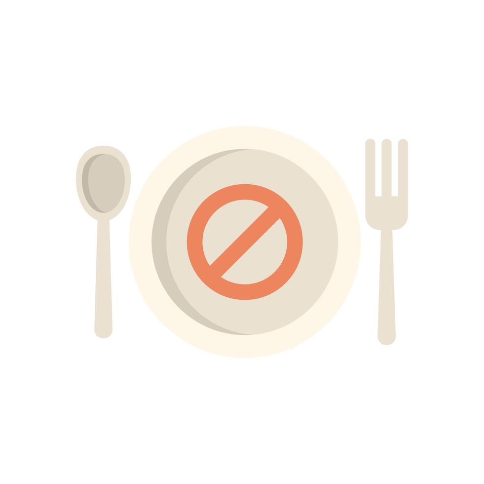 Empty plate with forbidden symbol is showing intermittent fasting vector