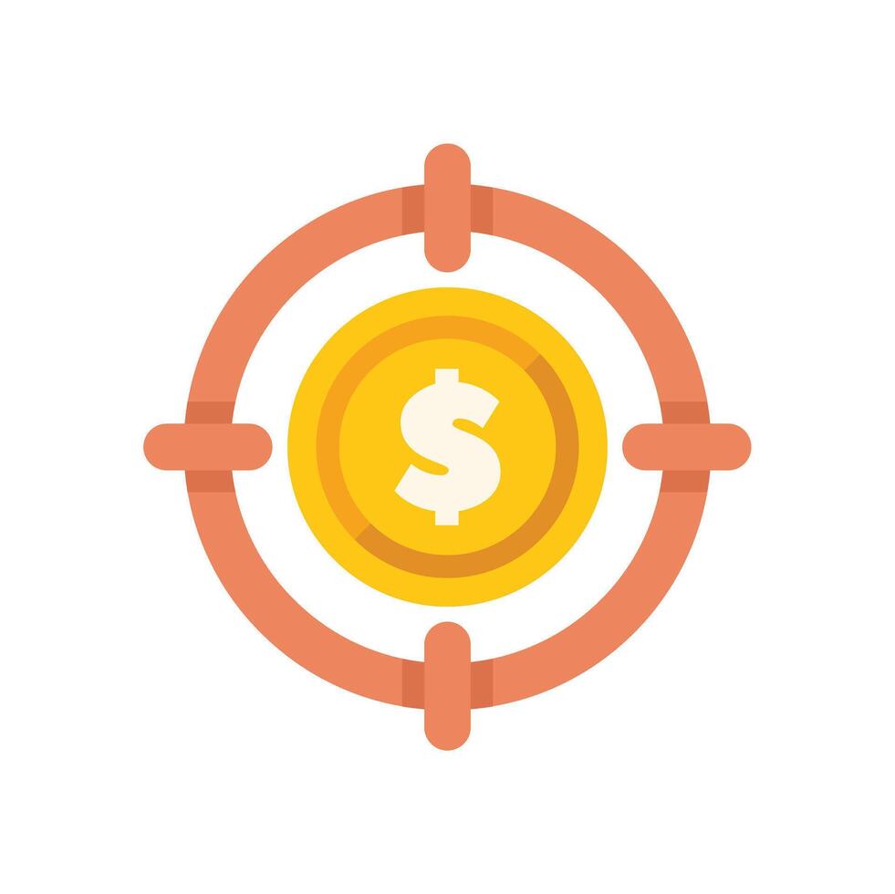 Target audience focusing on financial goal with dollar sign in bullseye vector