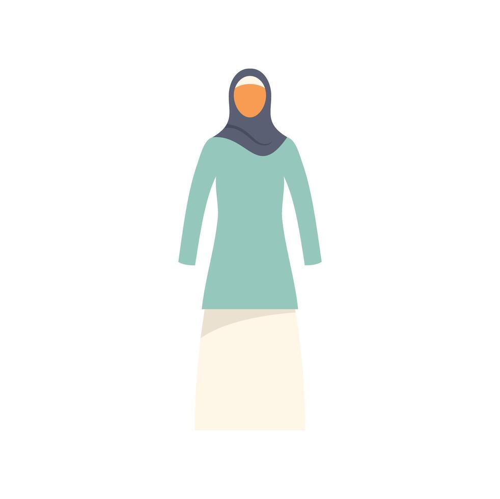 Muslim woman wearing traditional clothes posing standing upright vector
