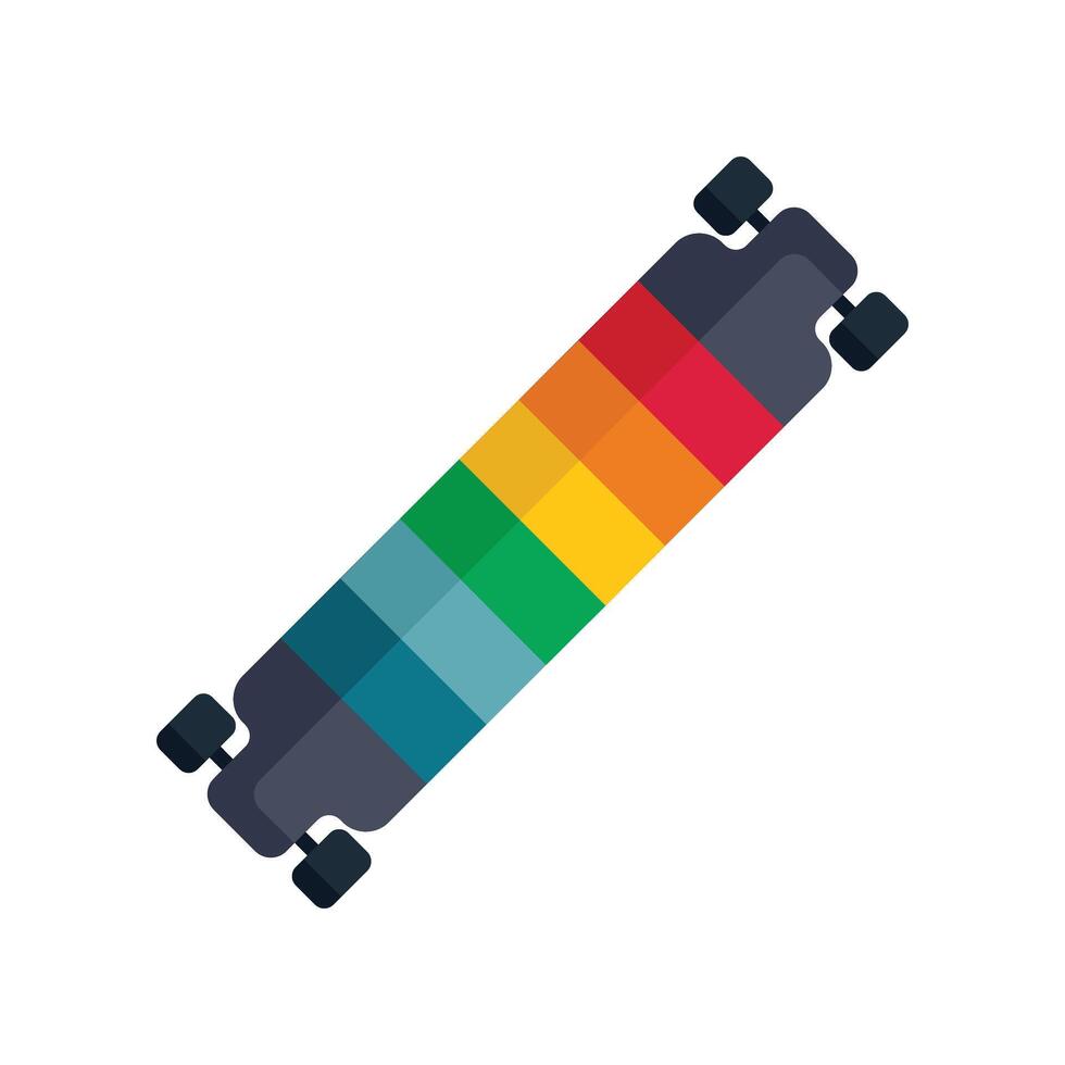 Colorful longboard is lying flat on a white background vector