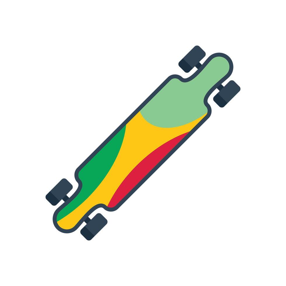 Colorful longboard skateboard standing on white background vector