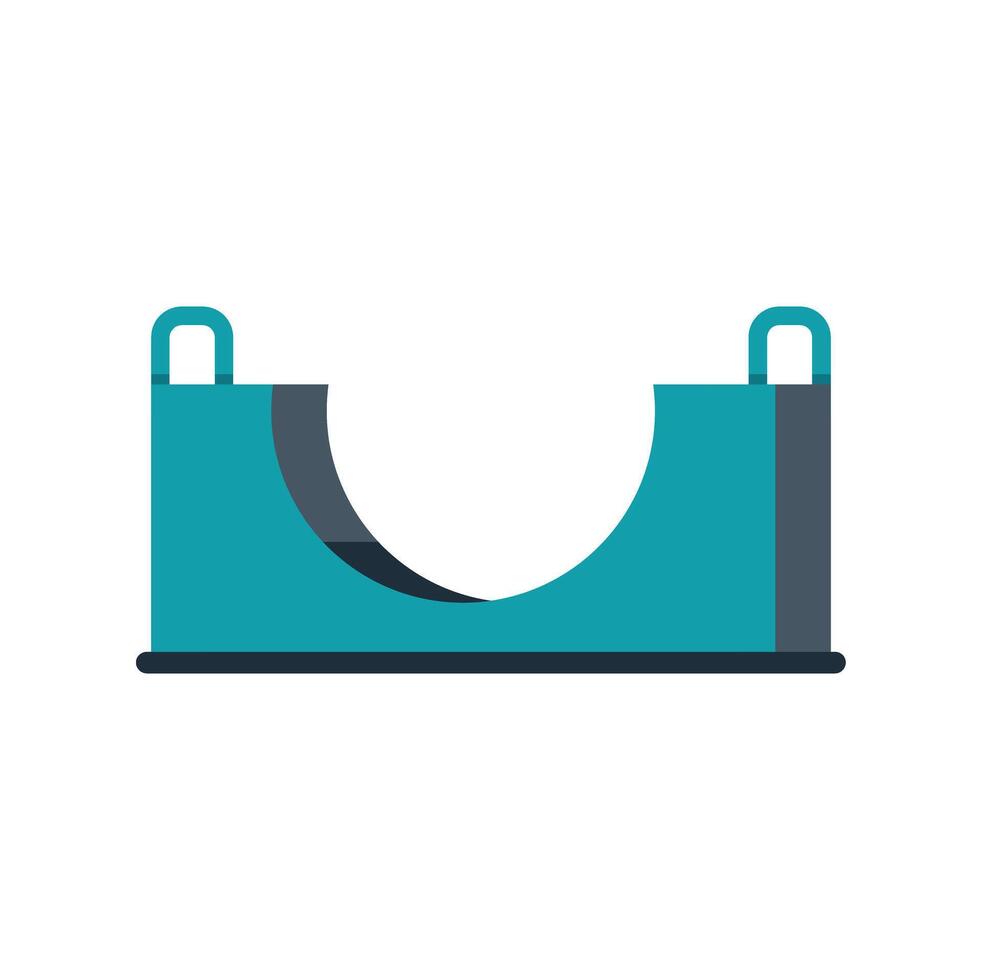 Green empty skateboard half pipe ramp for practicing extreme sport tricks vector