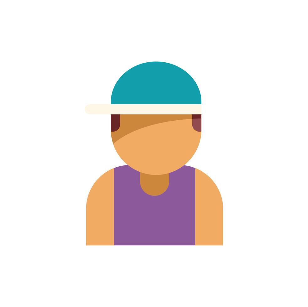 Young man wearing tank top and baseball cap flat icon design vector