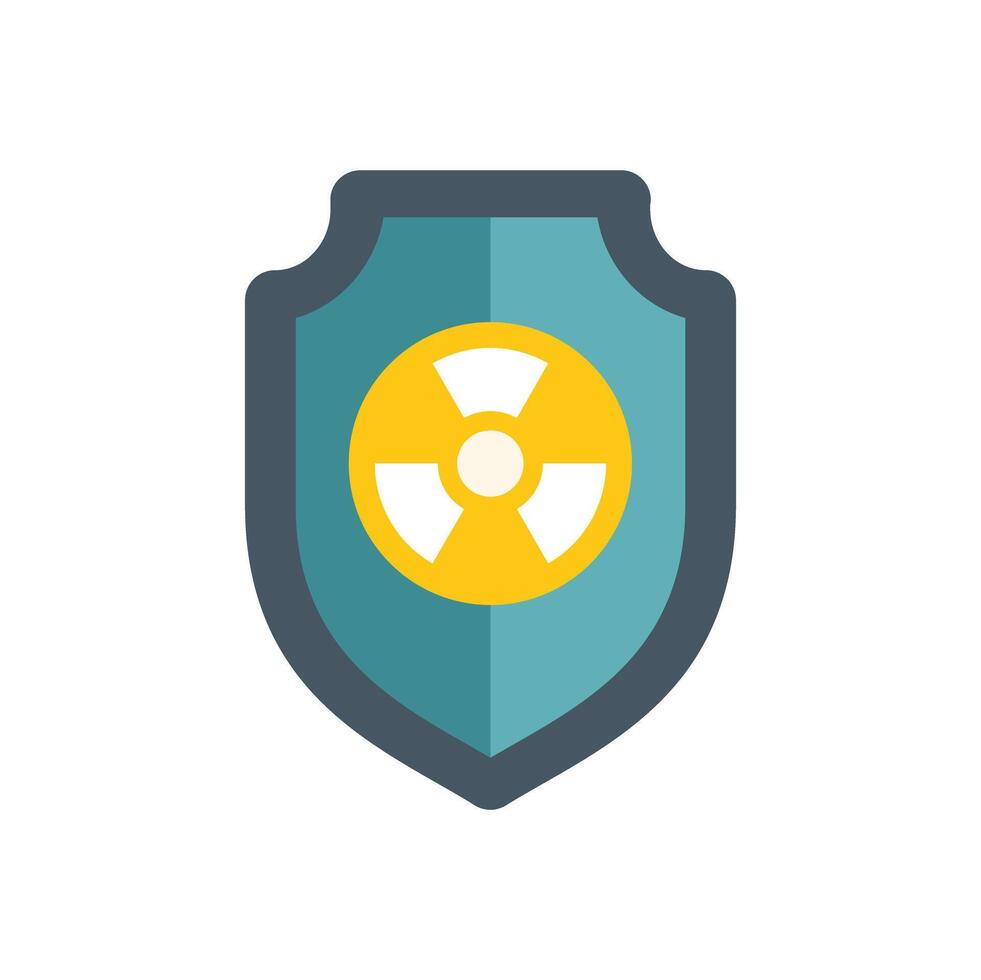 Shield protecting from radioactive hazard symbol icon vector