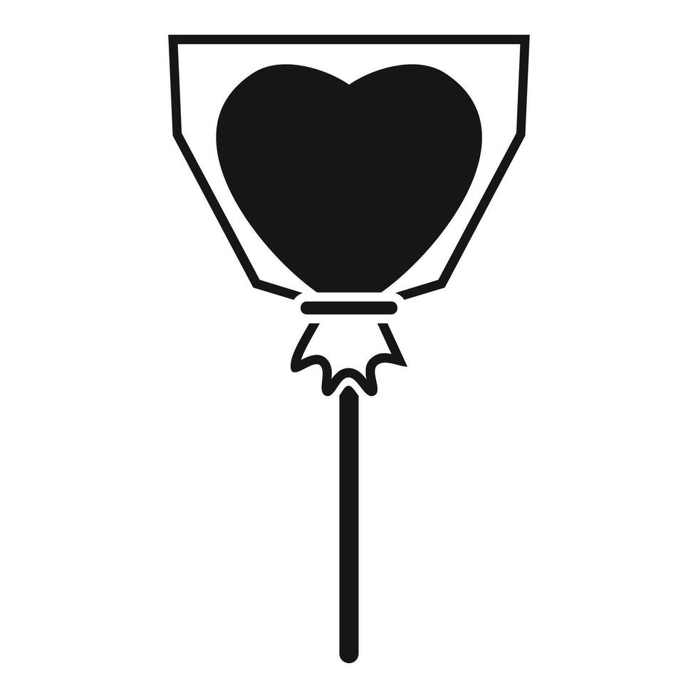 Heart shaped lollipop wrapped in cellophane on stick celebrating love and romance vector