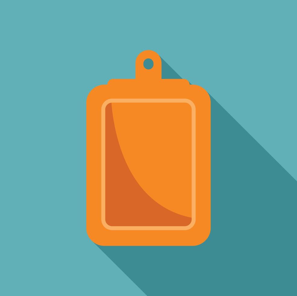 Orange cutting board with hole hanging on teal wall, kitchen utensil icon vector