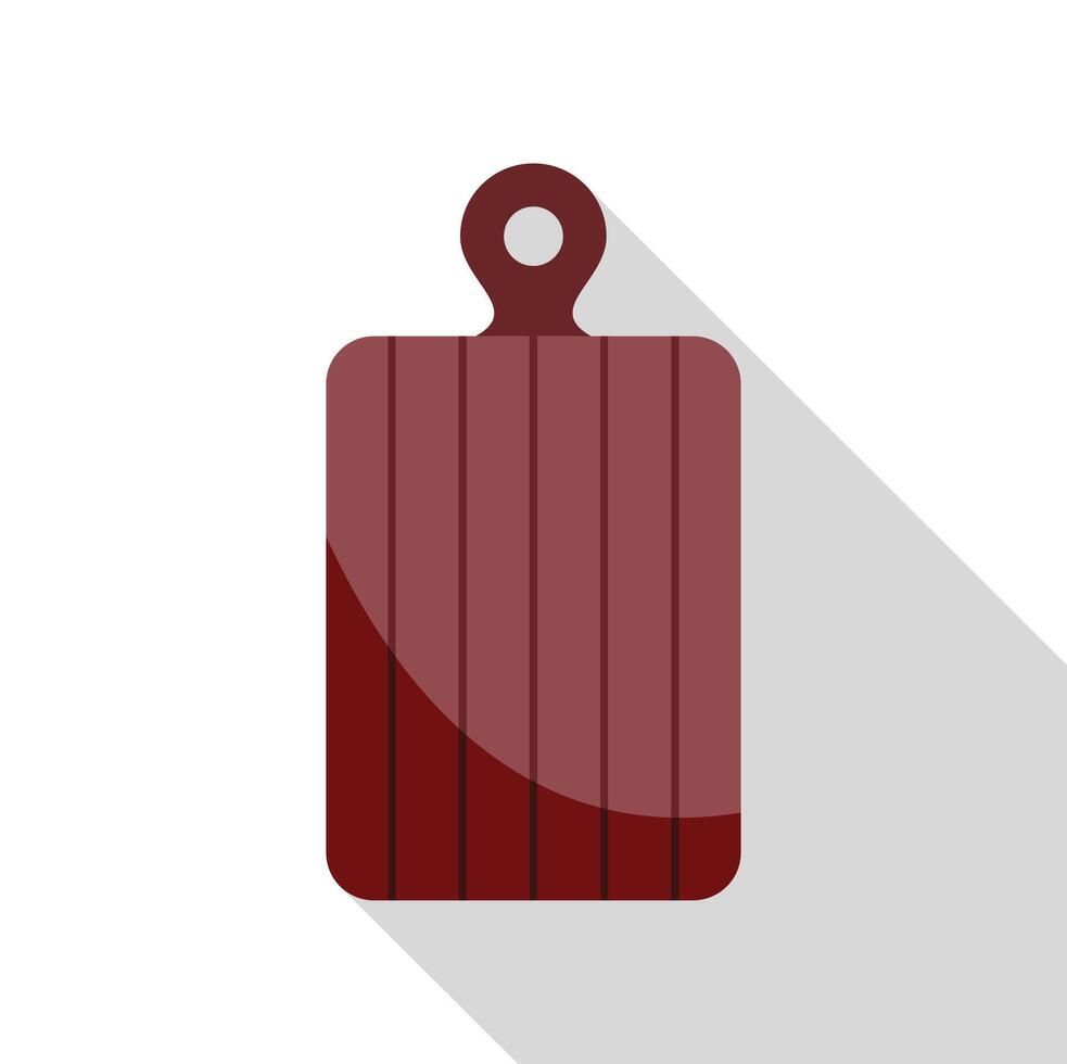 Dark red cutting board with long shadow on white background vector