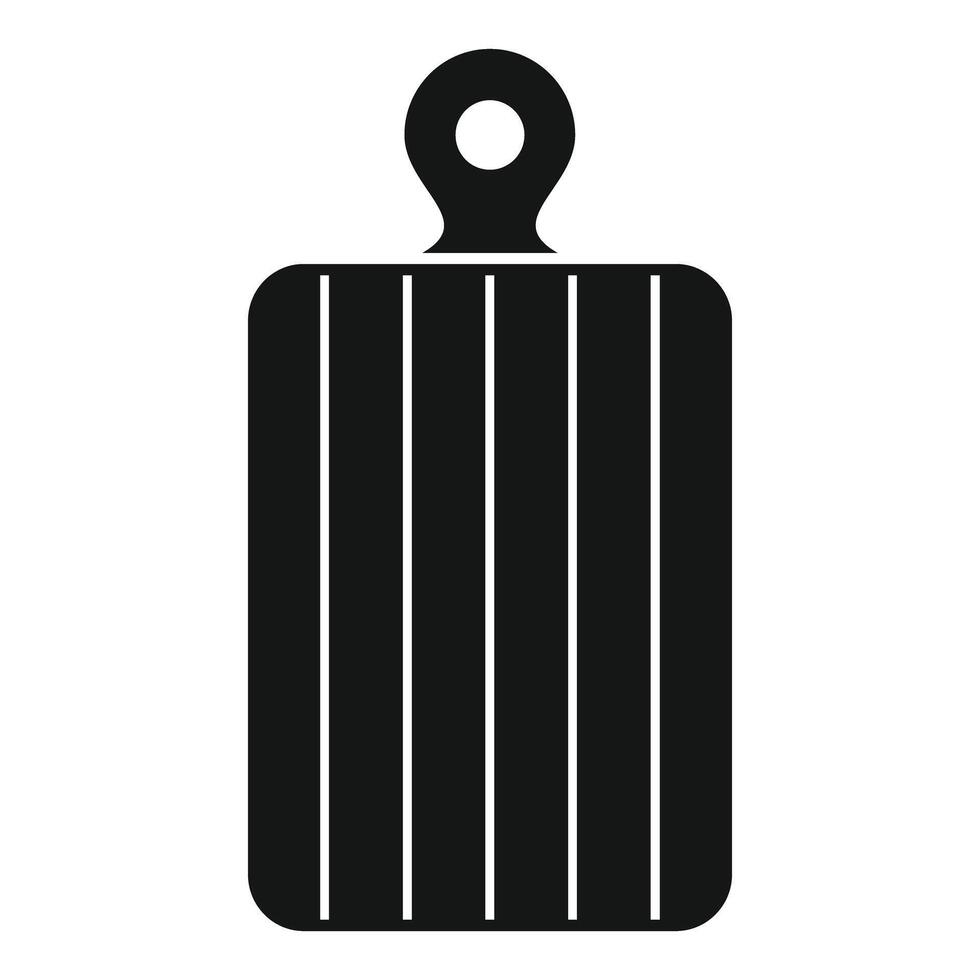 Black plastic cutting board with hanging hole showing grooves vector