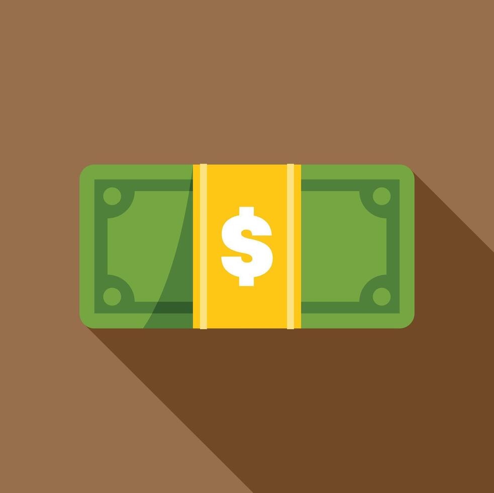 Stack of money wrapped with yellow paper strip showing dollar sign vector