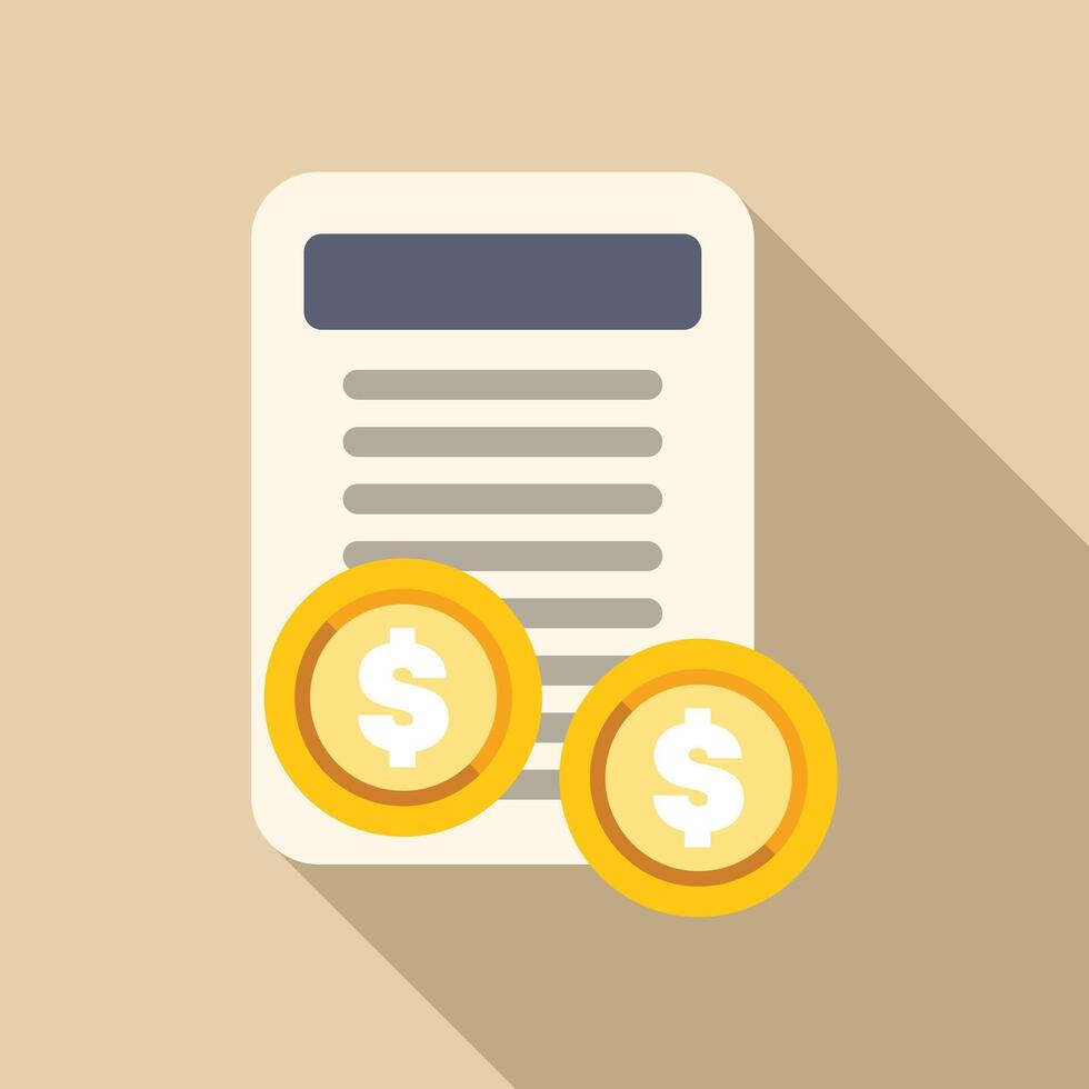 Invoice with dollar coins representing payment for services rendered vector
