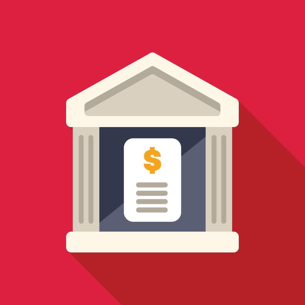 Bank building showing financial statement with dollar sign, secure investment and banking services vector
