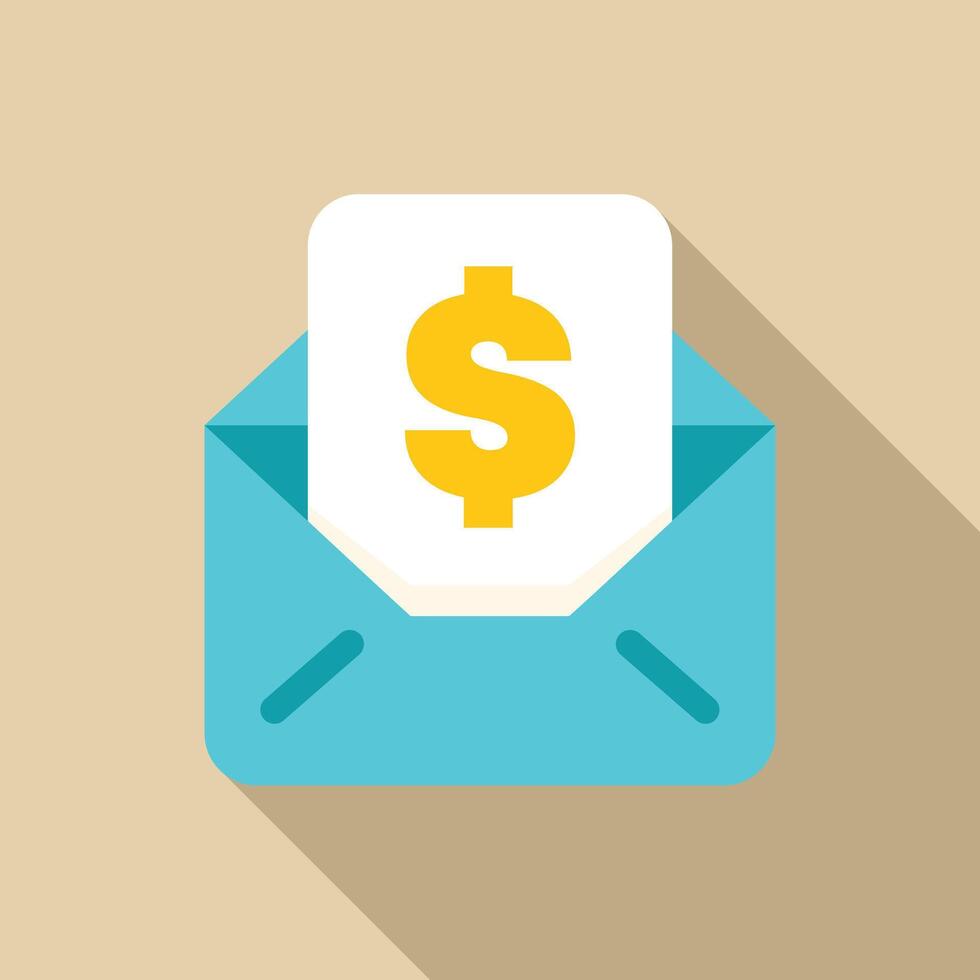 Open envelope containing dollar sign shows payment vector