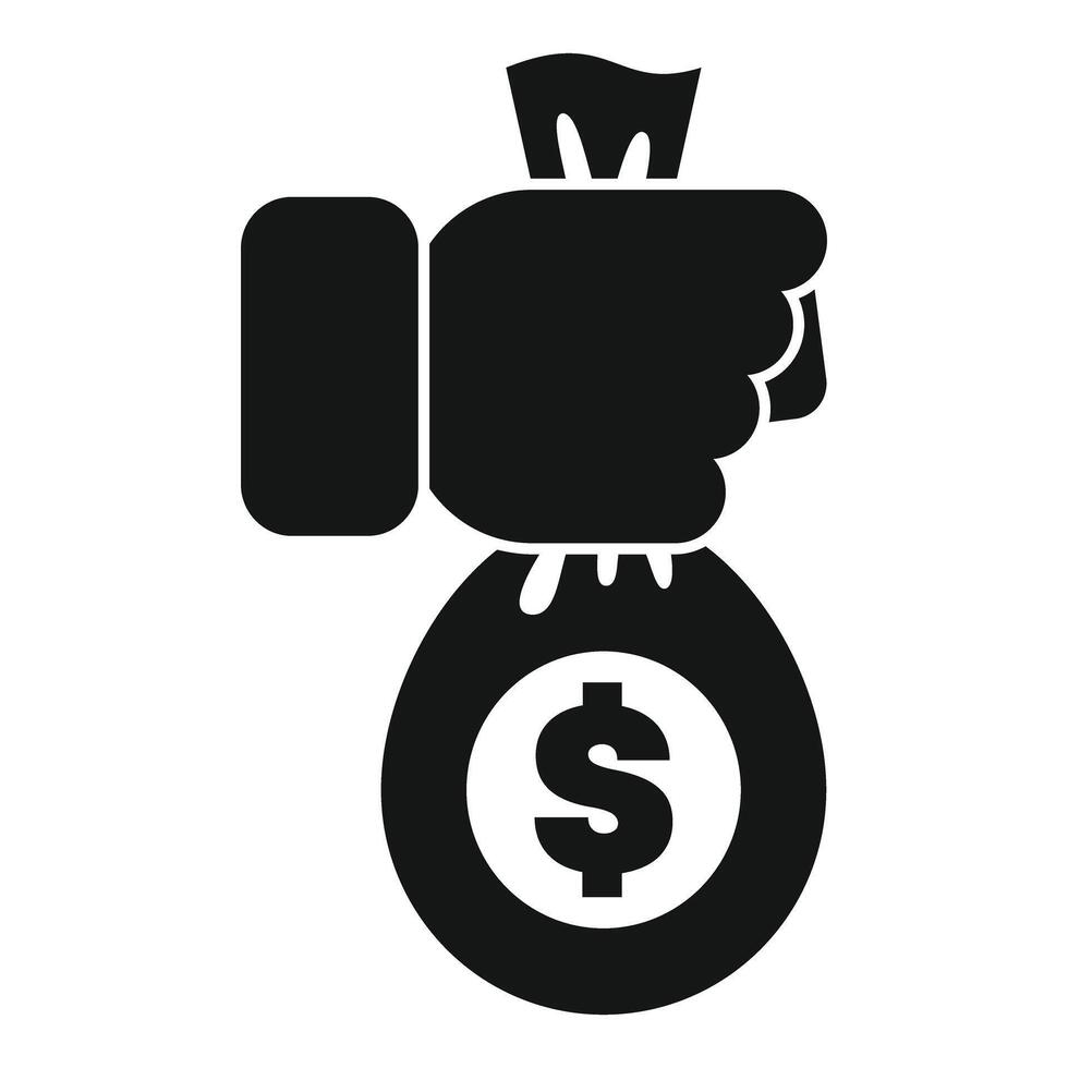 Hand holding a money bag with dollar sign, greed and profit concept vector