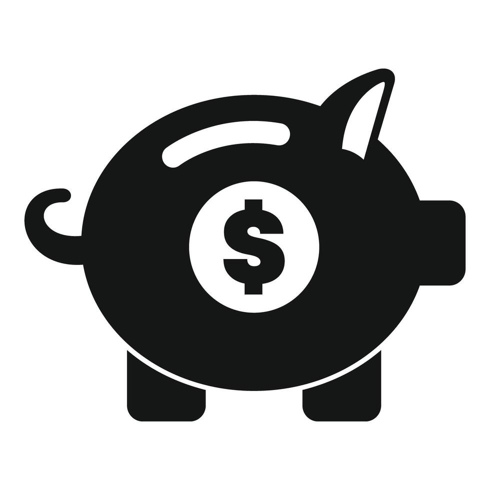 Black piggy bank saving money and increasing dollars vector