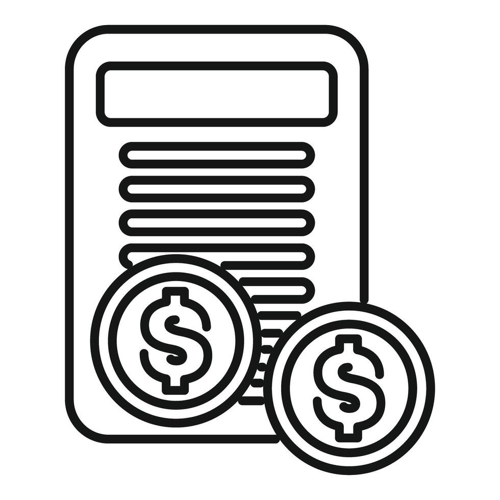 Coins laying over invoice representing payment for services rendered vector