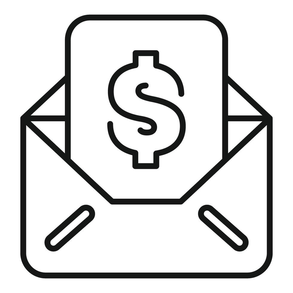 Open envelope with dollar symbol on document for online payment concept vector