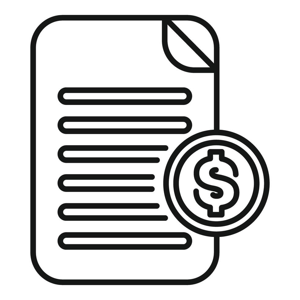 Document with dollar coin representing financial report or invoice vector