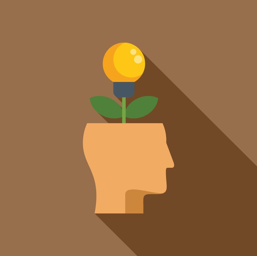 Light bulb growing from human head symbolizing innovation and creativity vector