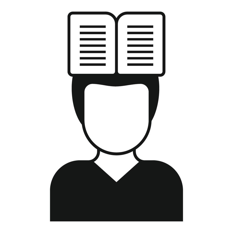 Student learning and studying with open book on head vector