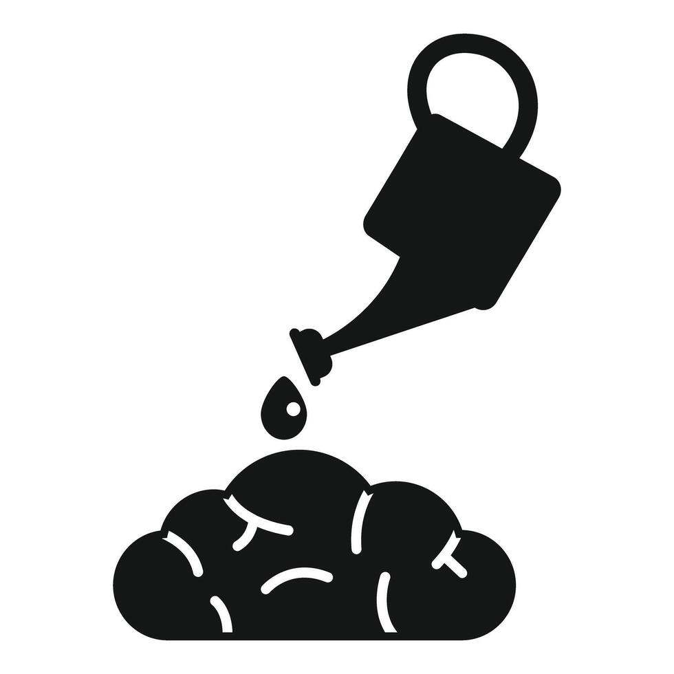 Watering can pouring water on brain, growing knowledge concept vector