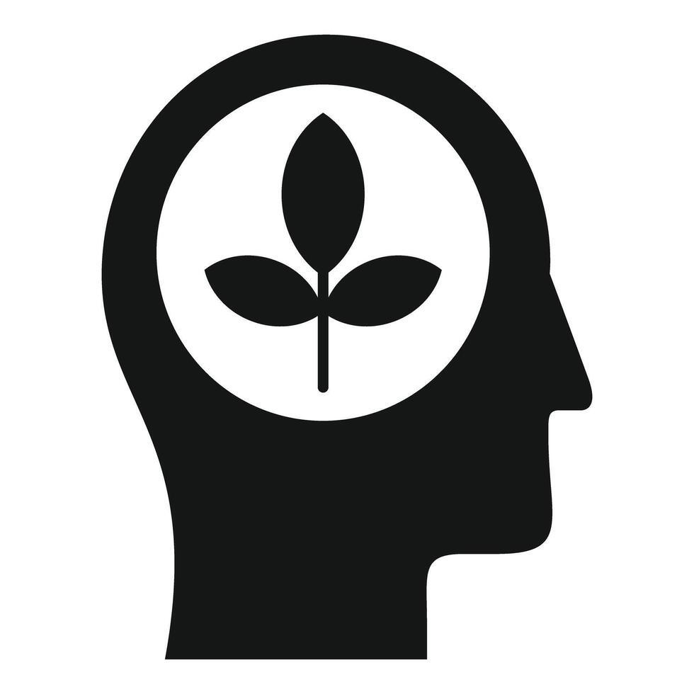 Growing plant inside human head symbolizing new ideas and innovation vector