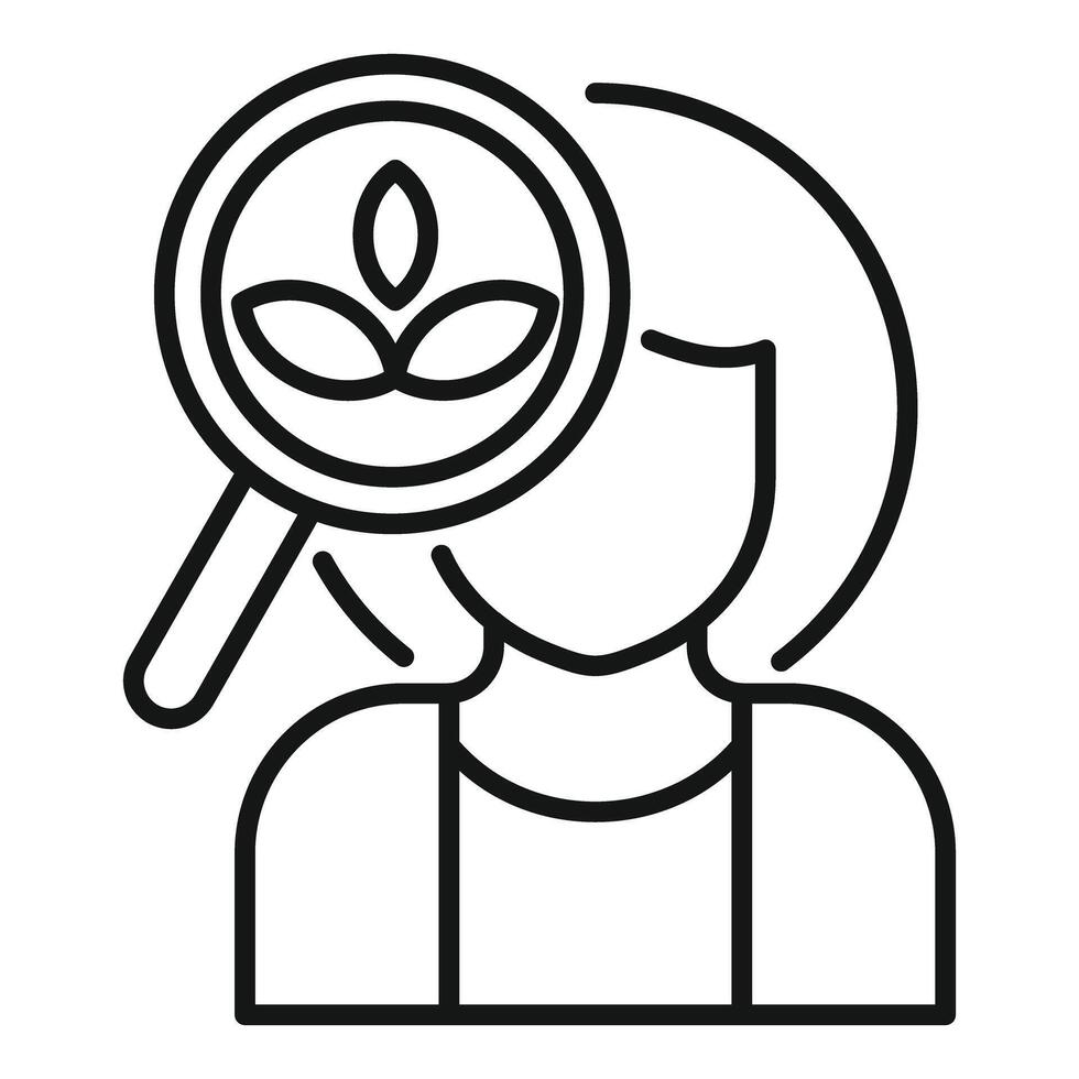 Magnifying glass showing sprout growing in woman's mind, exploring the growth mindset concept vector