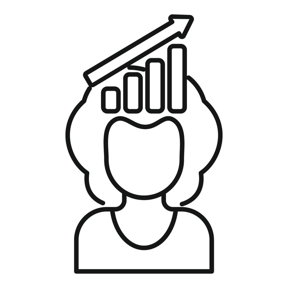 Businesswoman increasing performance with growing bar chart and upward arrow vector