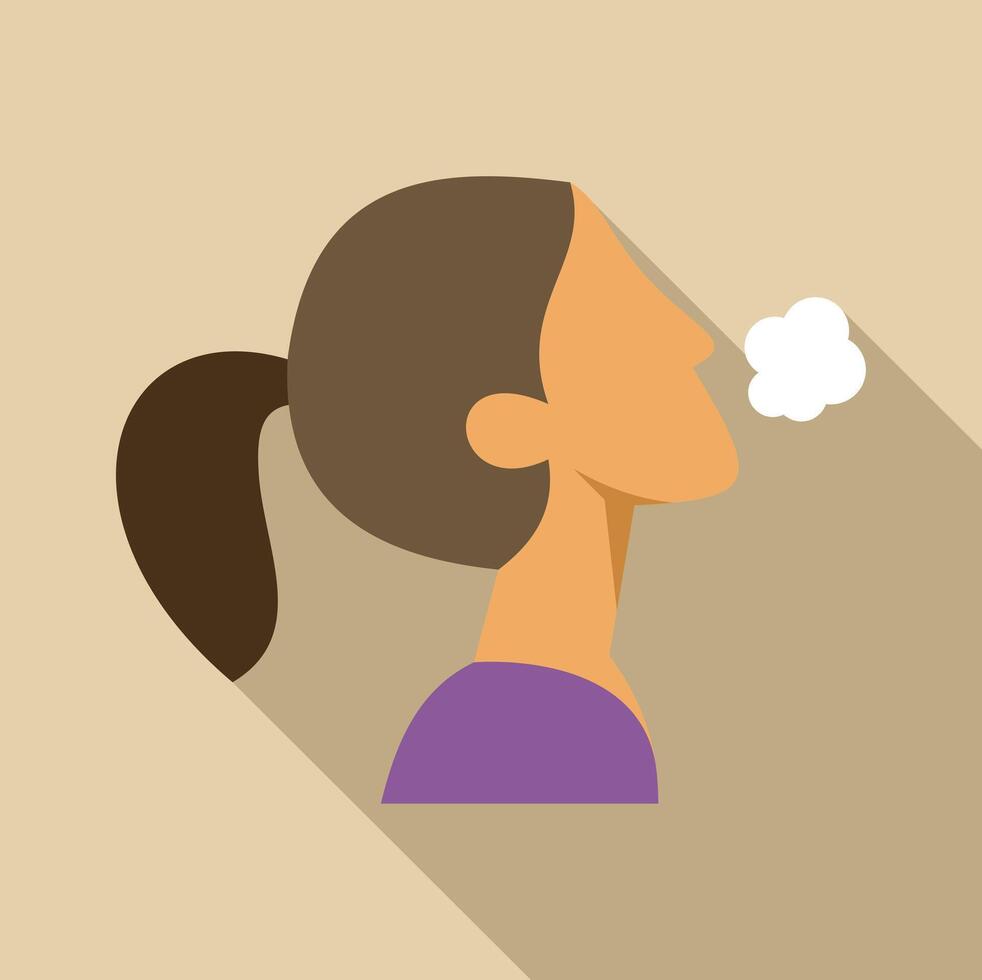 Woman exhaling air showing good breath and healthy lungs vector