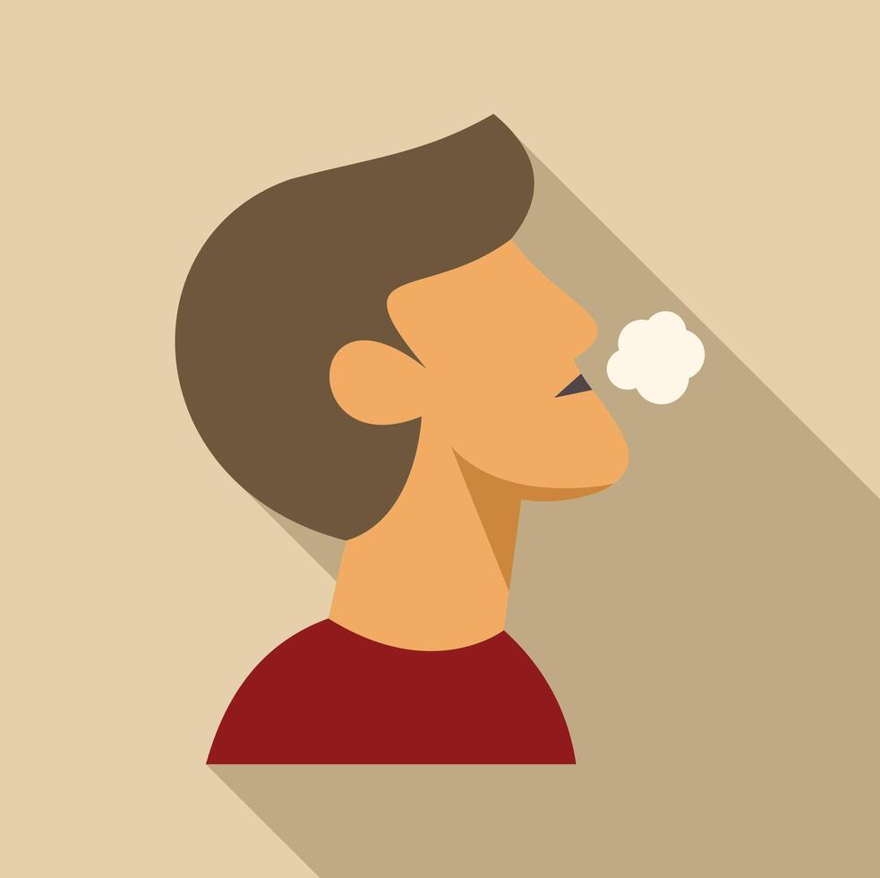 Man smoking electronic cigarette exhaling vapor cloud vector