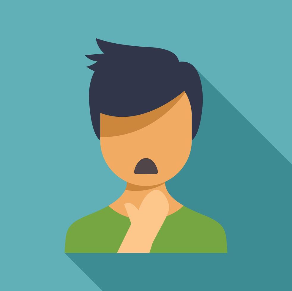 Young man suffering from sore throat and coughing vector