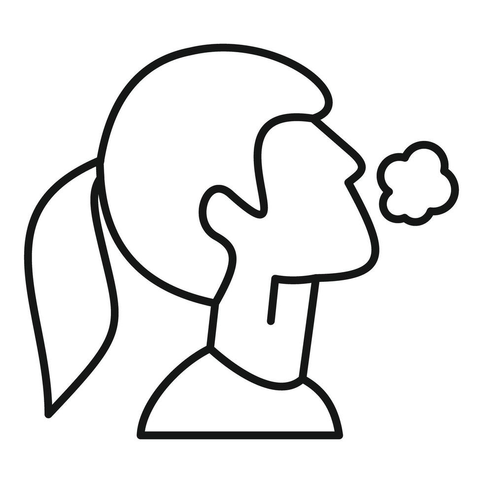 Woman exhaling smoke, bad habit and addiction concept vector