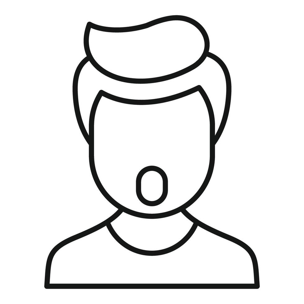Young man speaking with open mouth in line art style vector