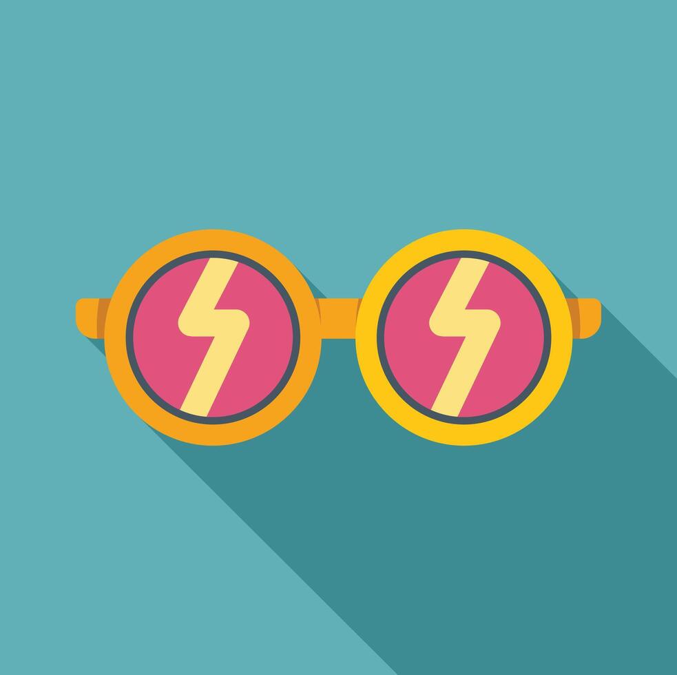 Round sunglasses with lightning symbol reflecting power and energy vector