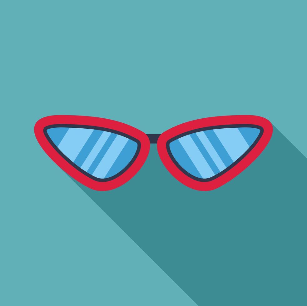 Red sunglasses reflecting summer vibes with long shadow vector