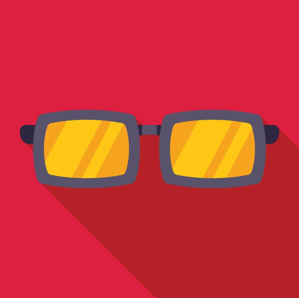 Yellow lens sunglasses resting on red background vector