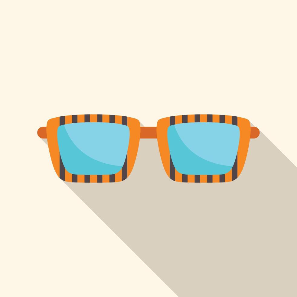 Orange sunglasses with black stripes protecting from sunlight vector