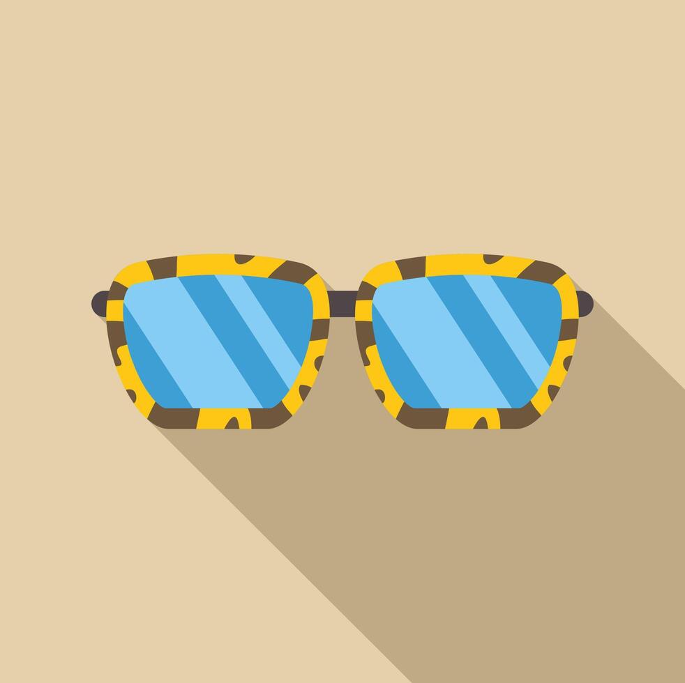 Stylish sunglasses with animal print frame lying on beige background vector
