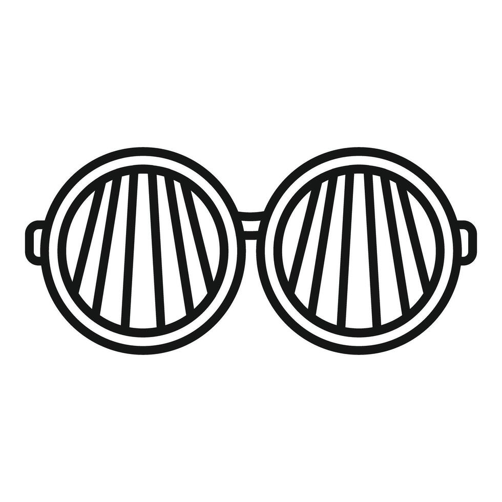 Round sunglasses with vertical stripes protecting from sunlight vector