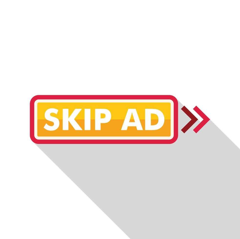 Skip ad button with arrows pointing to the right vector
