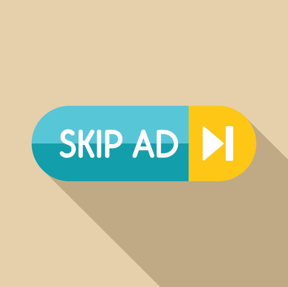 Skip ad button showing online advertisement avoidance vector