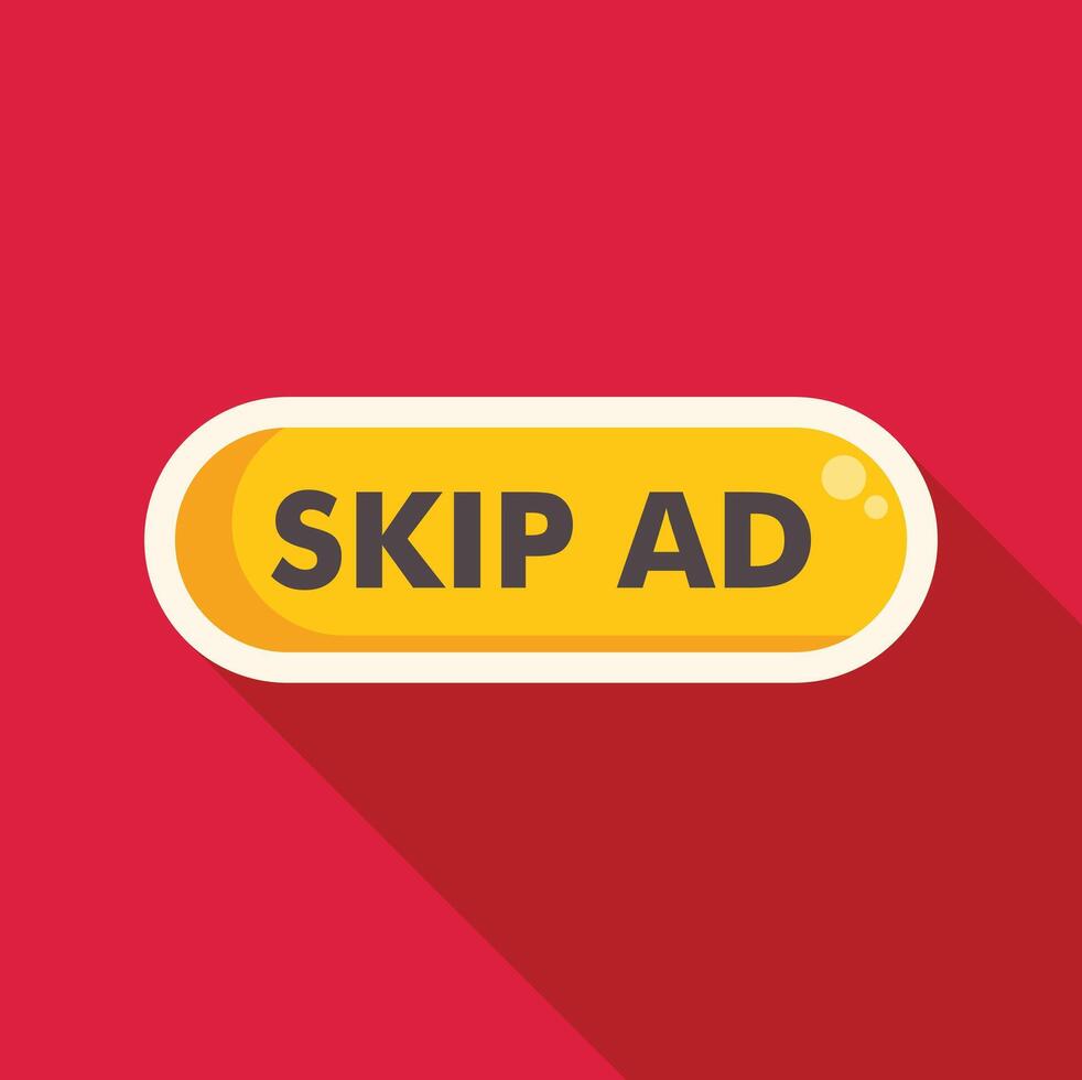 Skip ad button inviting user to avoid watching advertisement vector